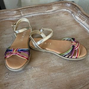 Esprit size 1 girls metallic rainbow sandals.